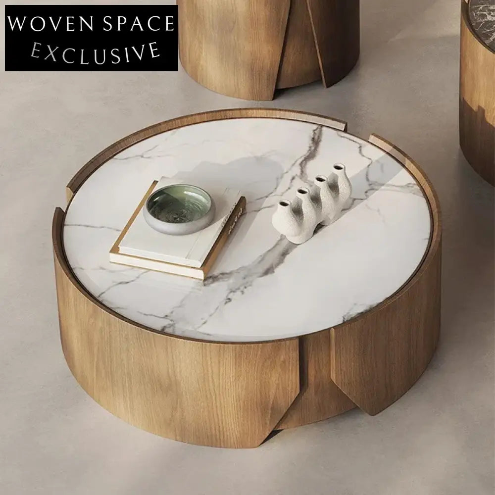 Luxurious Italian Design Marble Top Wooden Living Room Sofa Side Coffee Table