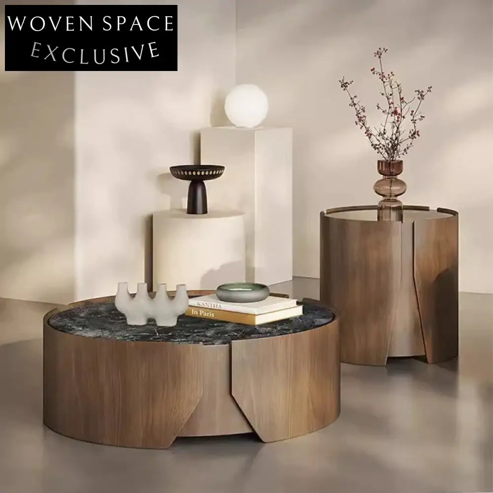Luxurious Italian Design Marble Top Wooden Living Room Sofa Side Coffee Table