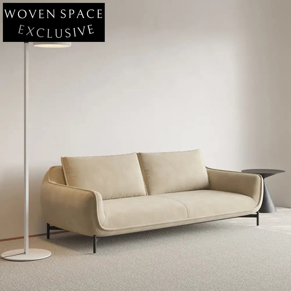 Luxurious Italian Fabric Living Room Sofa - High Resilience Sponge, Metal Base