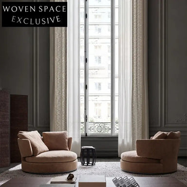 Luxurious Italian Fabric Lounge Chair with Round Design and Low Armrest Cushion