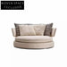 Luxurious Italian Fabric Lounge Chair with Round Design and Low Armrest Cushion