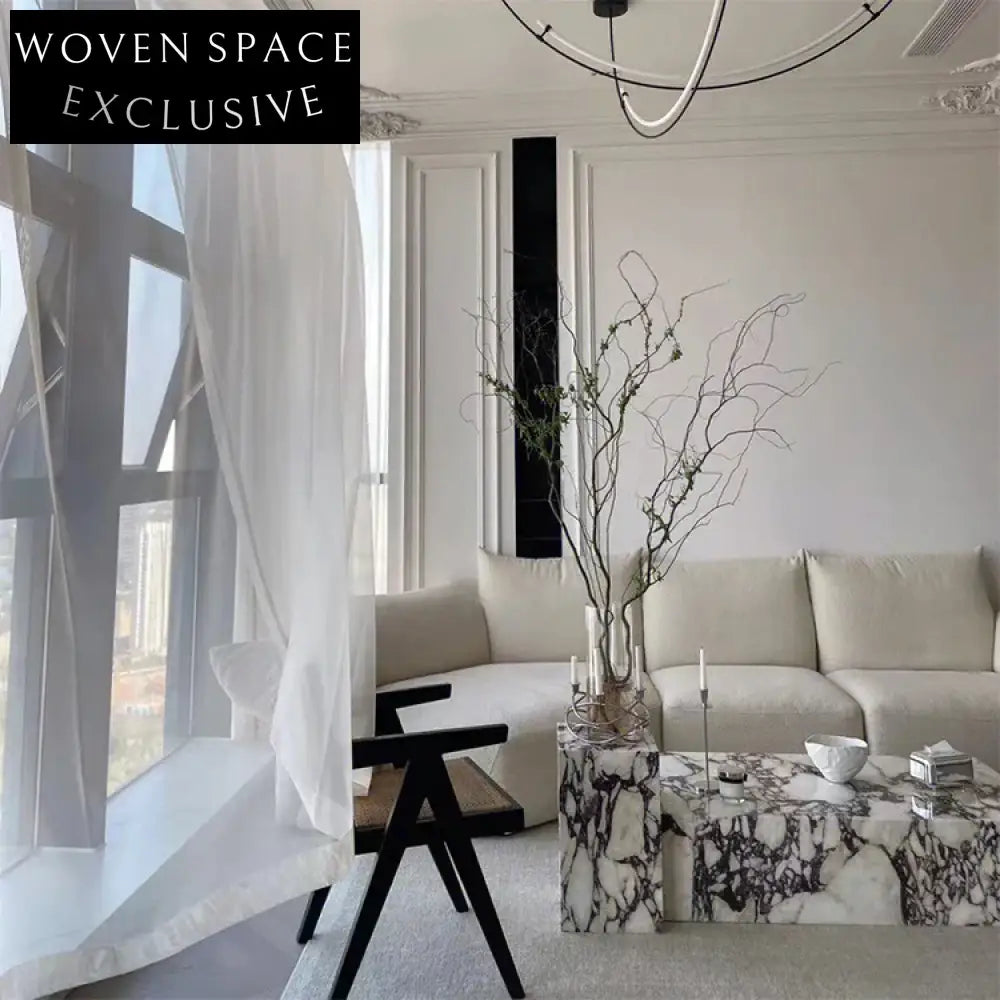 Luxurious Italian Marble Rectangle Plinth Style Living Room Center Coffee Table