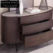 Luxurious Italian Microfiber Leather Top 3-Drawer Oval Console Cabinet