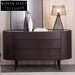 Luxurious Italian Microfiber Leather Top 3-Drawer Oval Console Cabinet