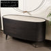 Luxurious Italian Microfiber Leather Top 3-Drawer Oval Console Cabinet