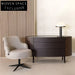 Luxurious Italian Microfiber Leather Top 3-Drawer Oval Console Cabinet