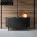 Luxurious Italian Microfiber Leather Top 3-Drawer Oval Console Cabinet