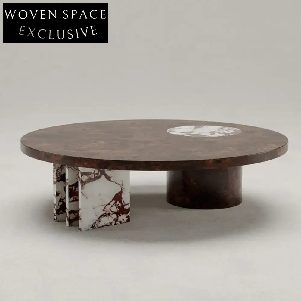 Luxurious Italian Minimalist Round Natural Marble Top Living Room Coffee Table