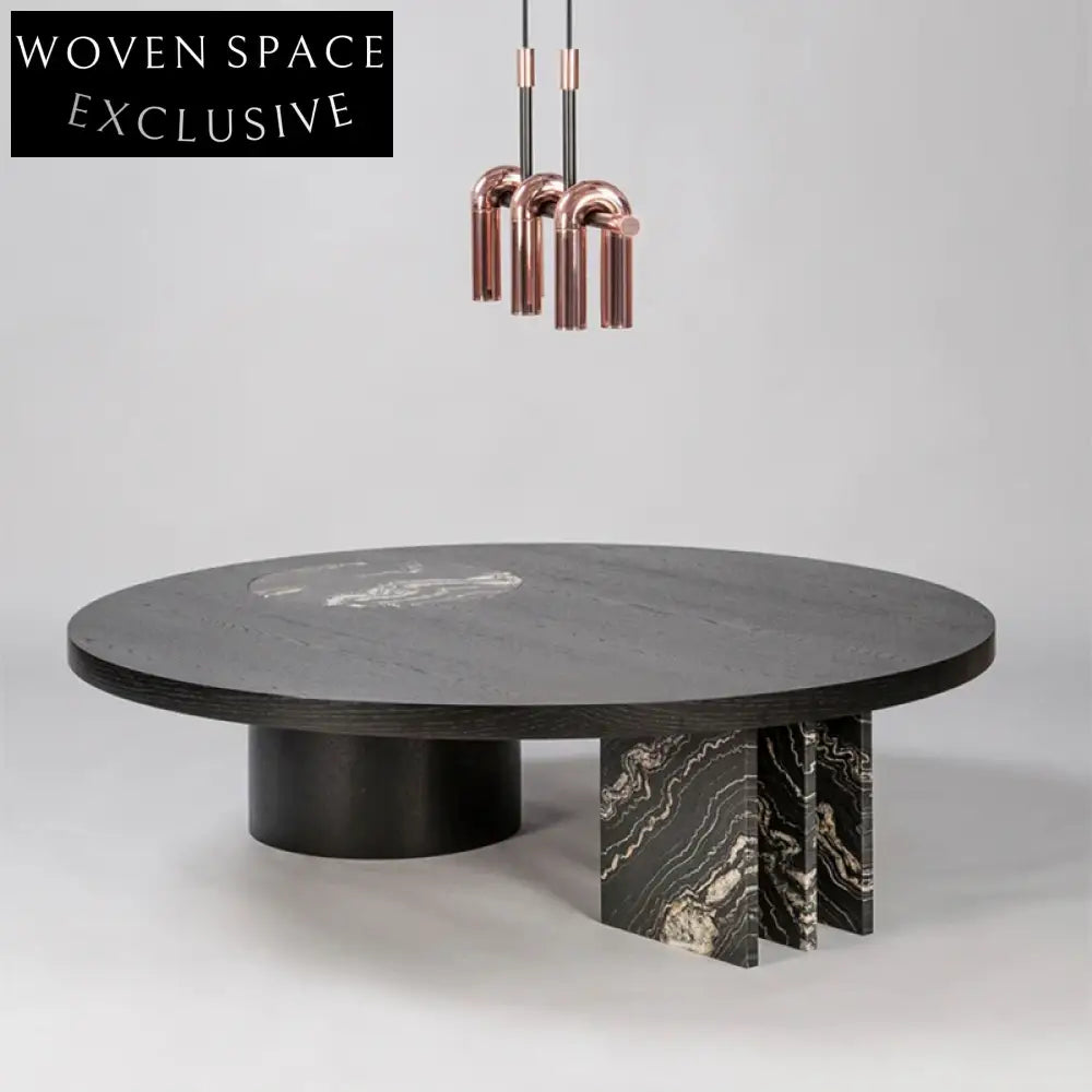 Luxurious Italian Minimalist Round Natural Marble Top Living Room Coffee Table