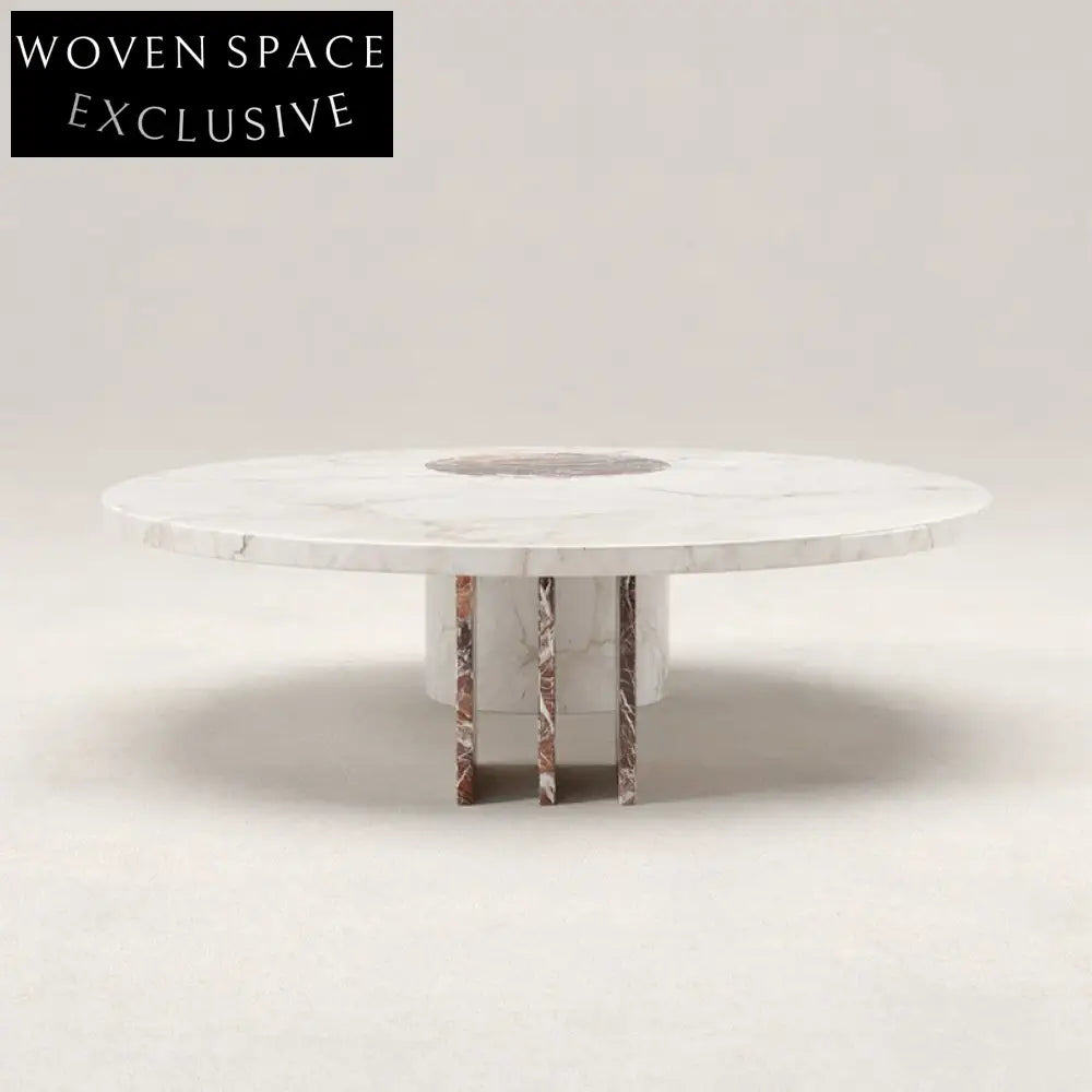 Luxurious Italian Minimalist Round Natural Marble Top Living Room Coffee Table