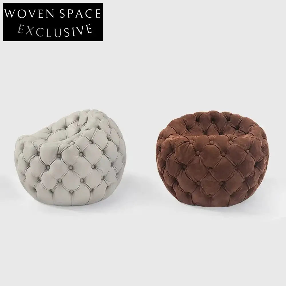 Luxurious Italian Modern Chesterfield Fabric Ottoman Chair for Living Room