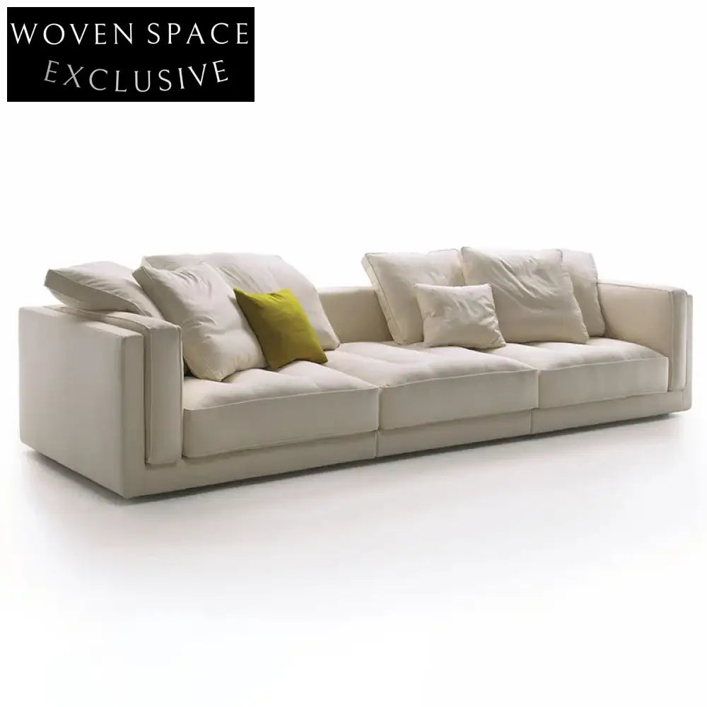 Luxurious Italian Modern Linen Fabric 3-Seater Sofa Couch for Elegant Living