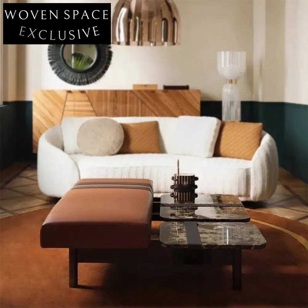 Luxurious Italian Natural Brown Marble Square Modern Living Room Coffee Table