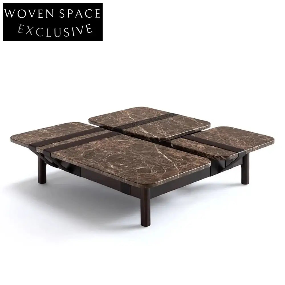Luxurious Italian Natural Brown Marble Square Modern Living Room Coffee Table