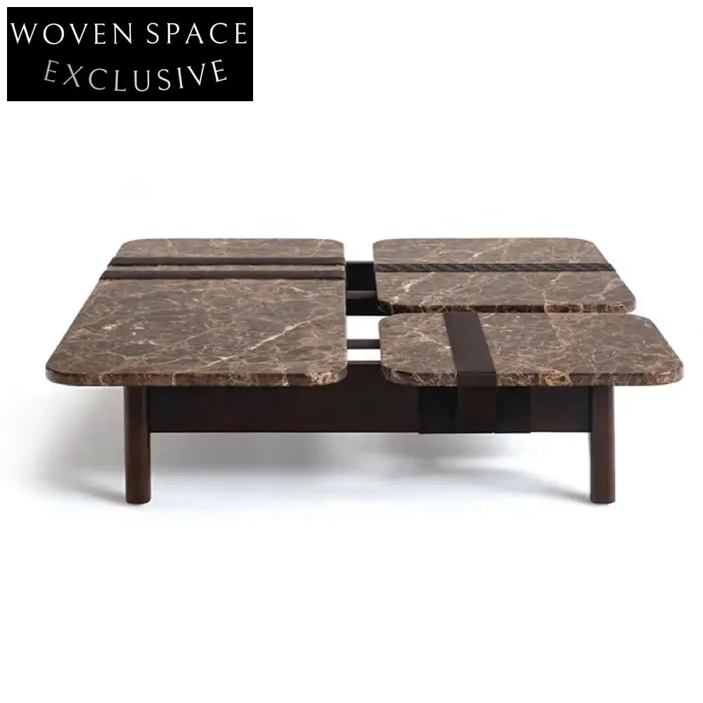 Luxurious Italian Natural Brown Marble Square Modern Living Room Coffee Table