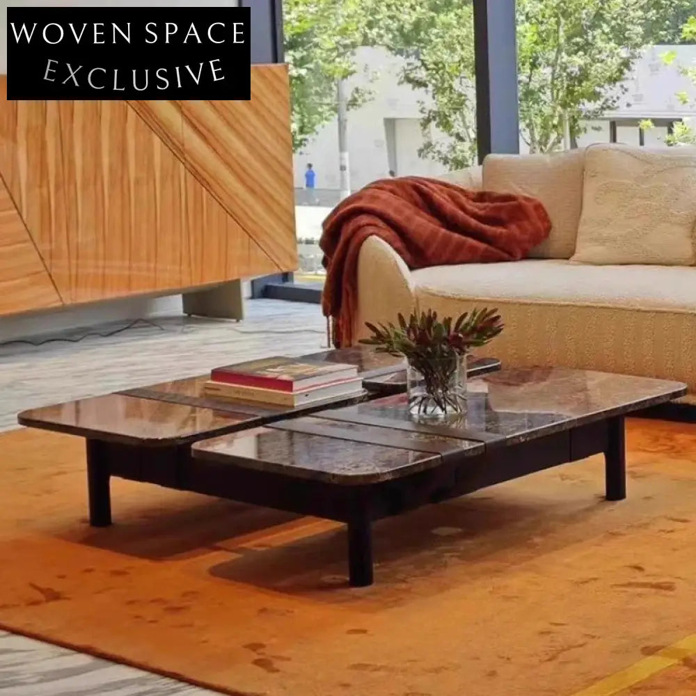 Luxurious Italian Natural Brown Marble Square Modern Living Room Coffee Table