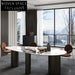 Luxurious Italian Natural Marble Oval Dining Table with Chic Metal Base