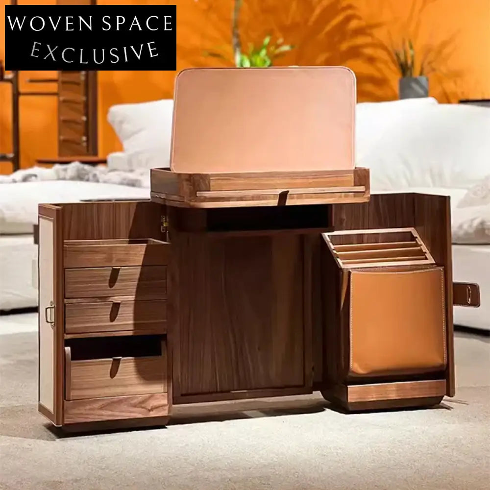 Luxurious Italian Solid Wood Dressing Table Cabinet with Drawer for Bedroom