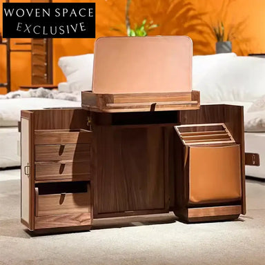 Luxurious Italian Solid Wood Dressing Table Cabinet with Drawer for Bedroom