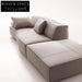 Luxurious Italian Style Fabric Sectional, Tufted L-Shape Corner Sofa Set