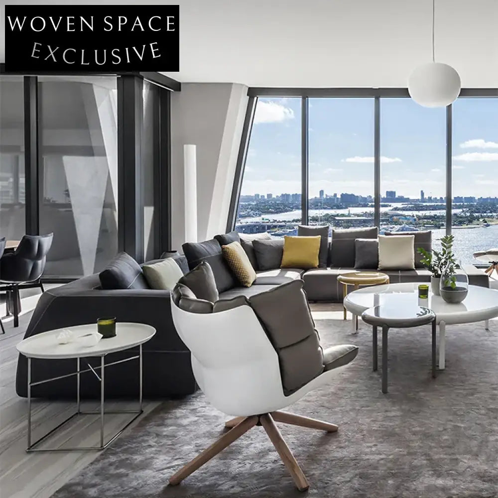 Luxurious Italian Style Fabric Sectional, Tufted L-Shape Corner Sofa Set