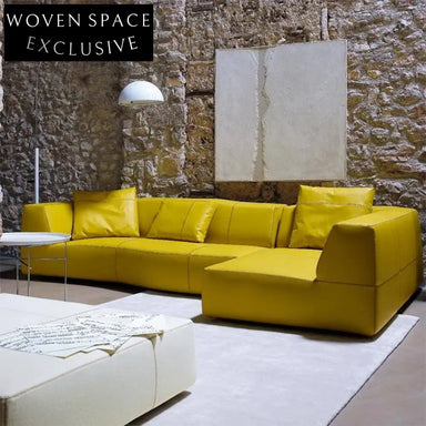 Luxurious Italian Style Fabric Sectional, Tufted L-Shape Corner Sofa Set