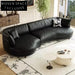 Luxurious Italian Style Real Leather Curved Chaise Living Room Floor Sofa