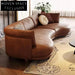 Luxurious Italian Style Real Leather Curved Chaise Living Room Floor Sofa