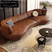Luxurious Italian Style Real Leather Curved Chaise Living Room Floor Sofa