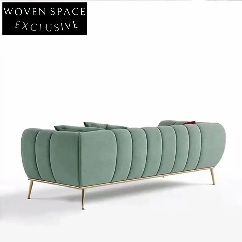 Luxurious Italian Style Velvet Chesterfield Sectional Sofa with Stainless Steel Frame