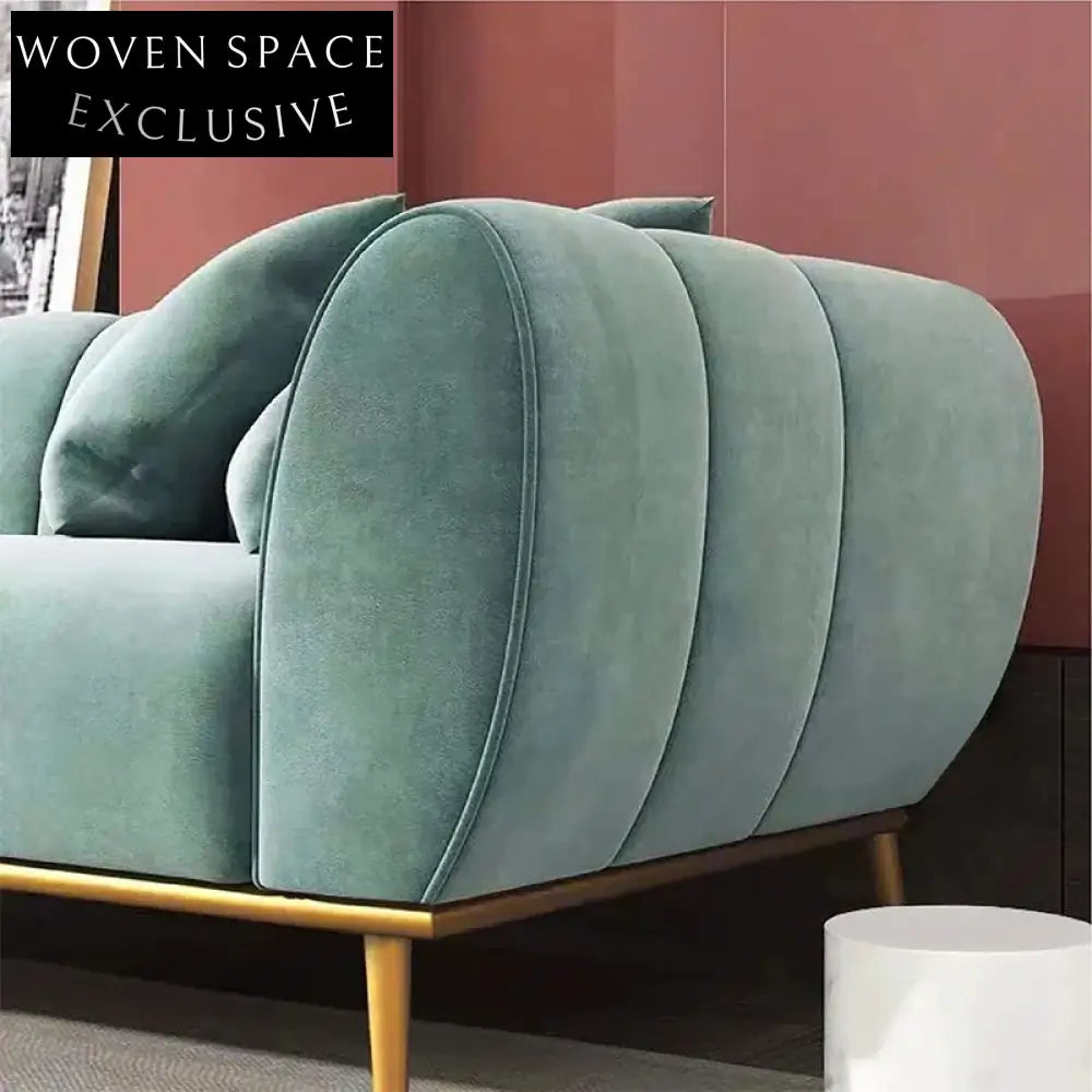 Luxurious Italian Style Velvet Chesterfield Sectional Sofa with Stainless Steel Frame