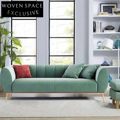 Luxurious Italian Style Velvet Chesterfield Sectional Sofa with Stainless Steel Frame