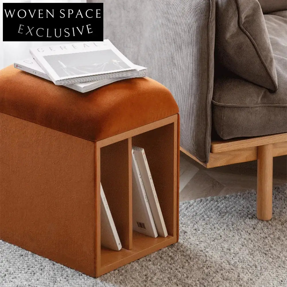 Luxurious Italian Velvet Ottoman Bench – Modern Brown Fabric Shoe Stool