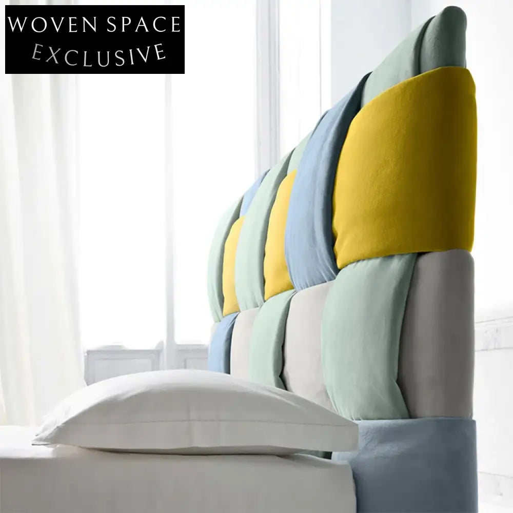 Luxurious Italian Velvet Upholstered King Size Platform Bed Frame