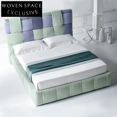 Luxurious Italian Velvet Upholstered King Size Platform Bed Frame