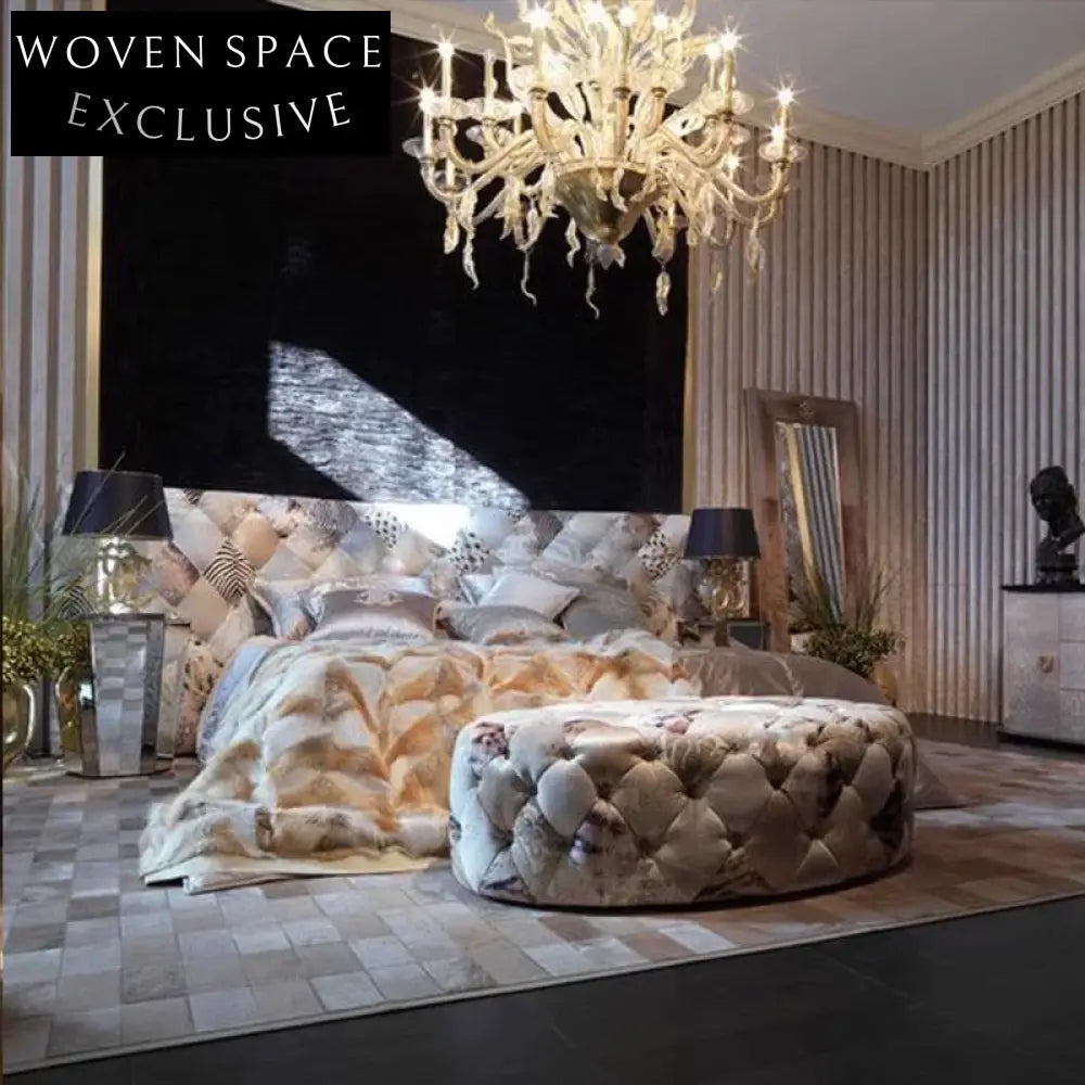 Luxurious Italian Villa Style Leopard Print Queen King Size Bedroom Bed