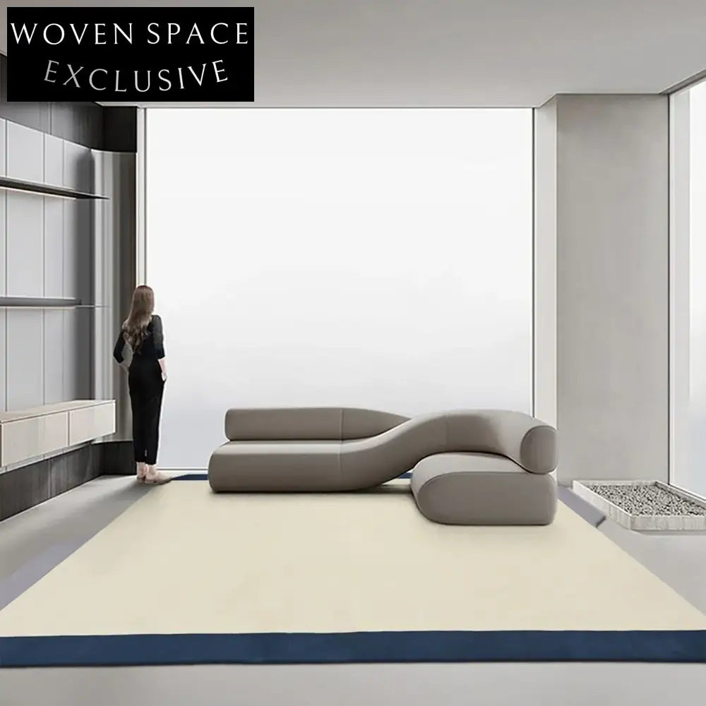 Luxurious Italian Wool Irregular Area Rug: Handmade, Solid Color, Chic Design