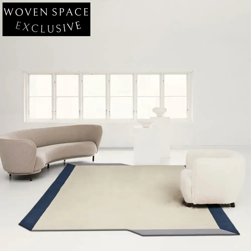 Luxurious Italian Wool Irregular Area Rug: Handmade, Solid Color, Chic Design