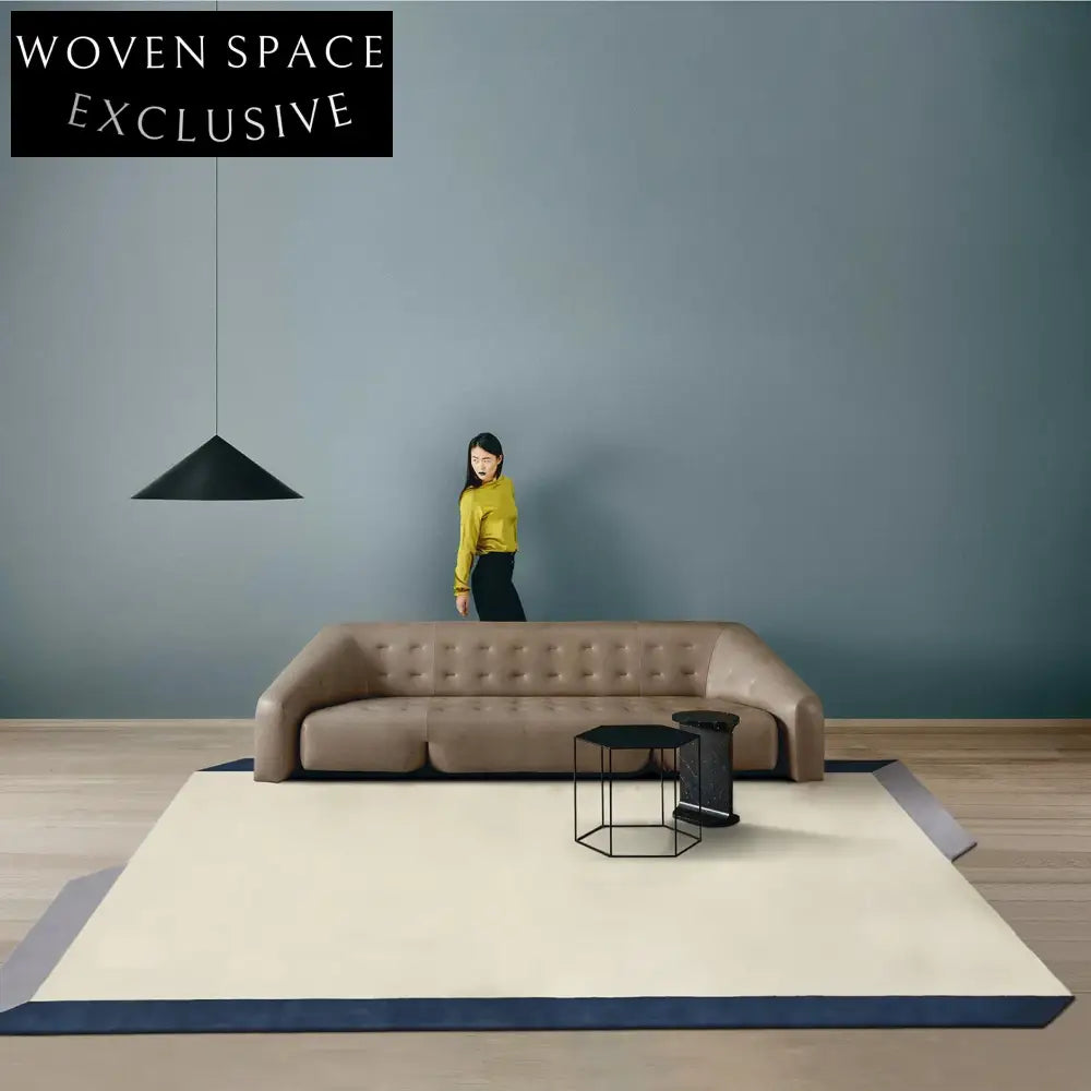 Luxurious Italian Wool Irregular Area Rug: Handmade, Solid Color, Chic Design