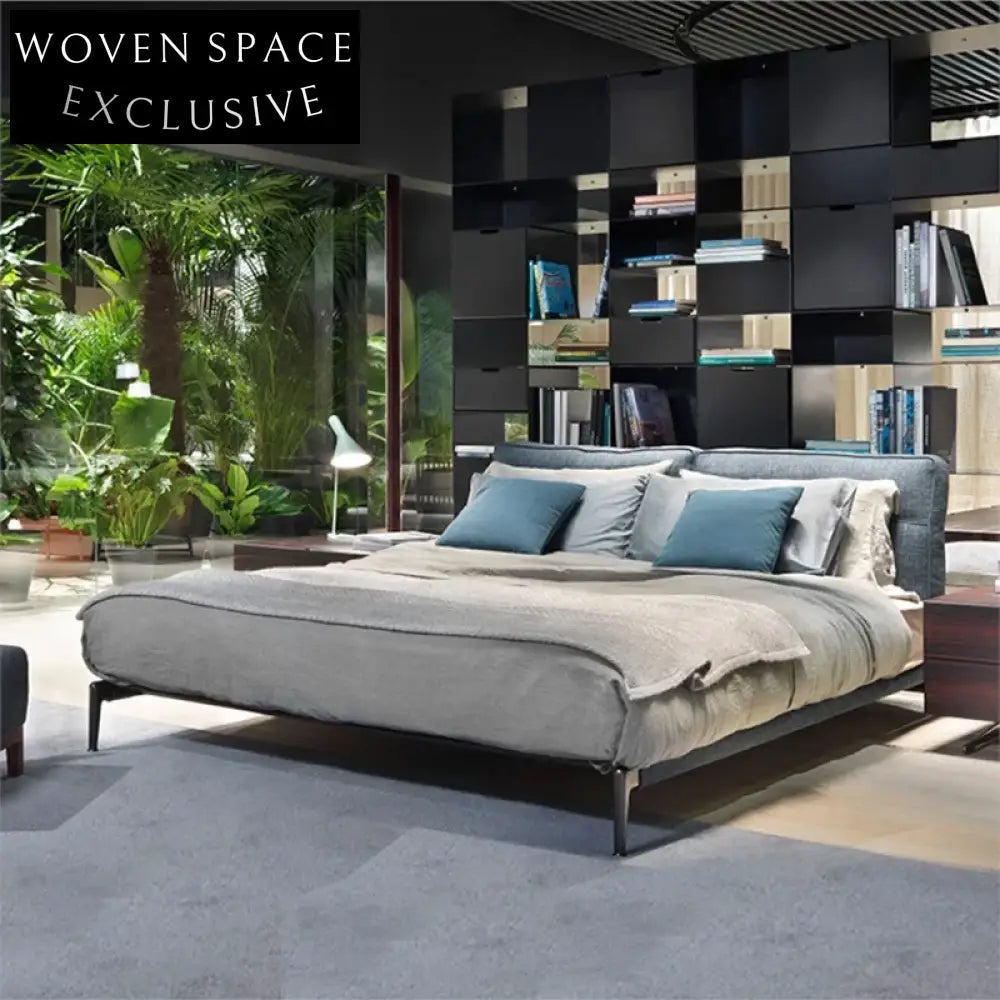 Luxurious King Size Suede Fabric Bed with Modern Italian Design