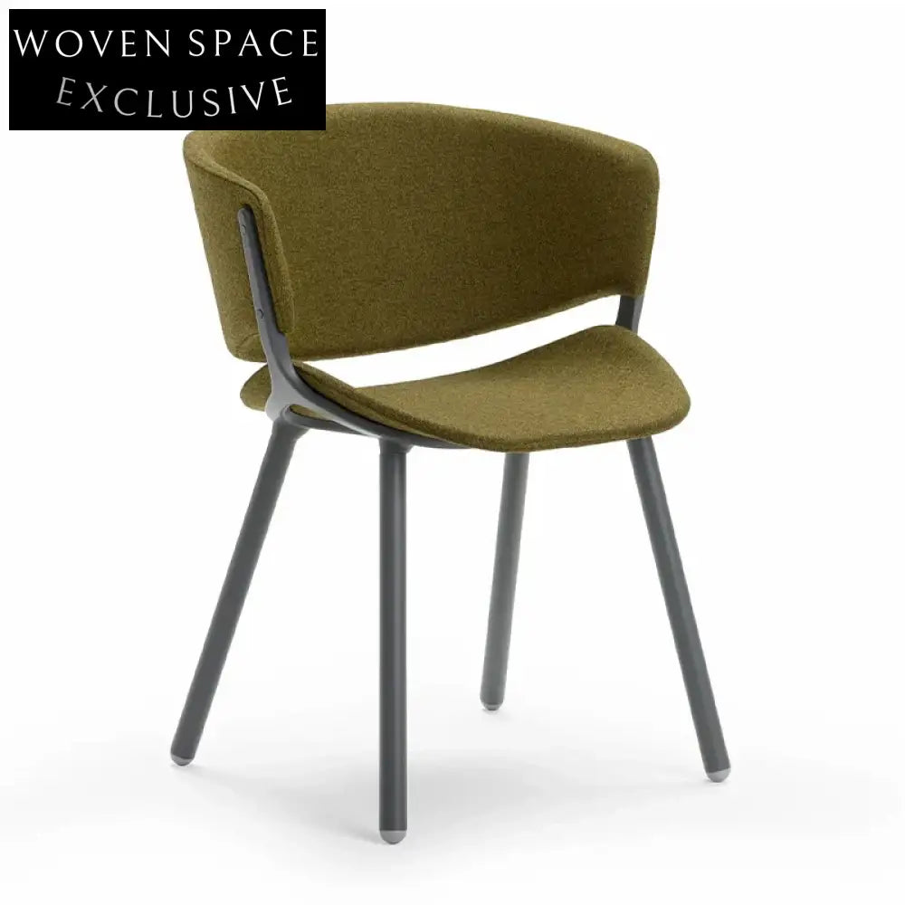 Luxurious Lamb Wool Upholstered Vintage Wooden Frame Dining Chair