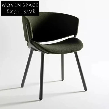 Luxurious Lamb Wool Upholstered Vintage Wooden Frame Dining Chair