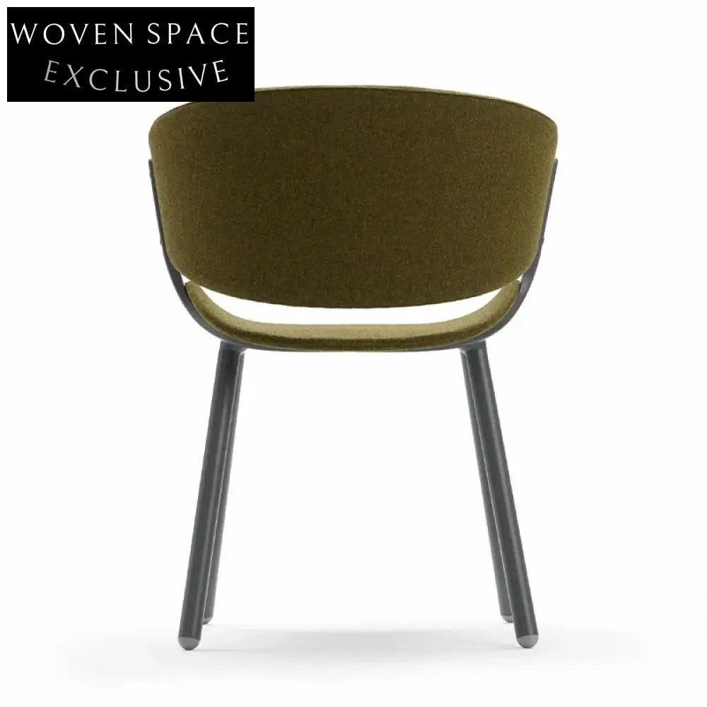 Luxurious Lamb Wool Upholstered Vintage Wooden Frame Dining Chair