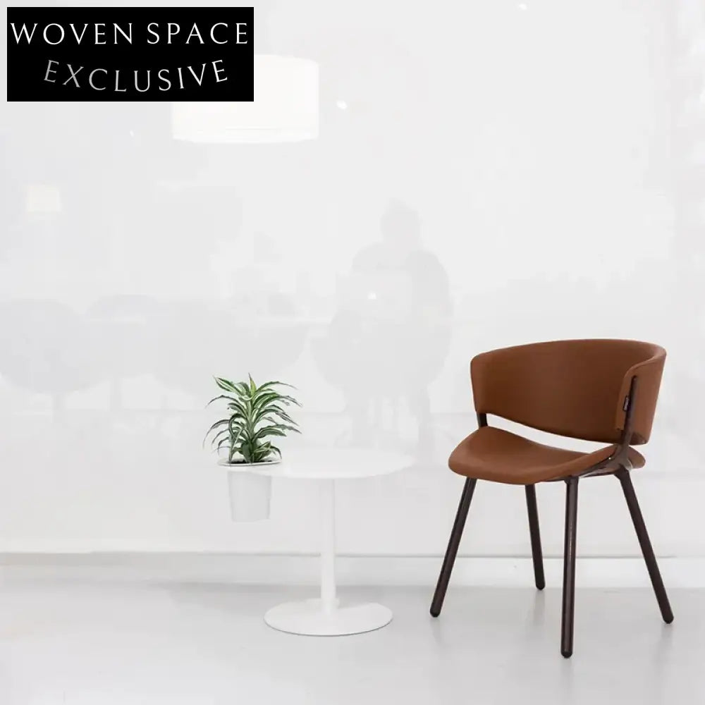 Luxurious Lamb Wool Upholstered Vintage Wooden Frame Dining Chair