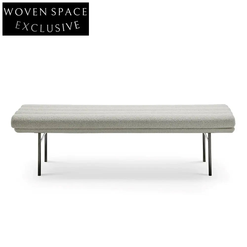 Luxurious Lambswool Upholstered Rectangle Bench with Elegant Metal Base Ottoman