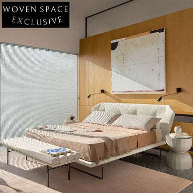 Luxurious Lambswool Upholstered Rectangle Bench with Elegant Metal Base Ottoman