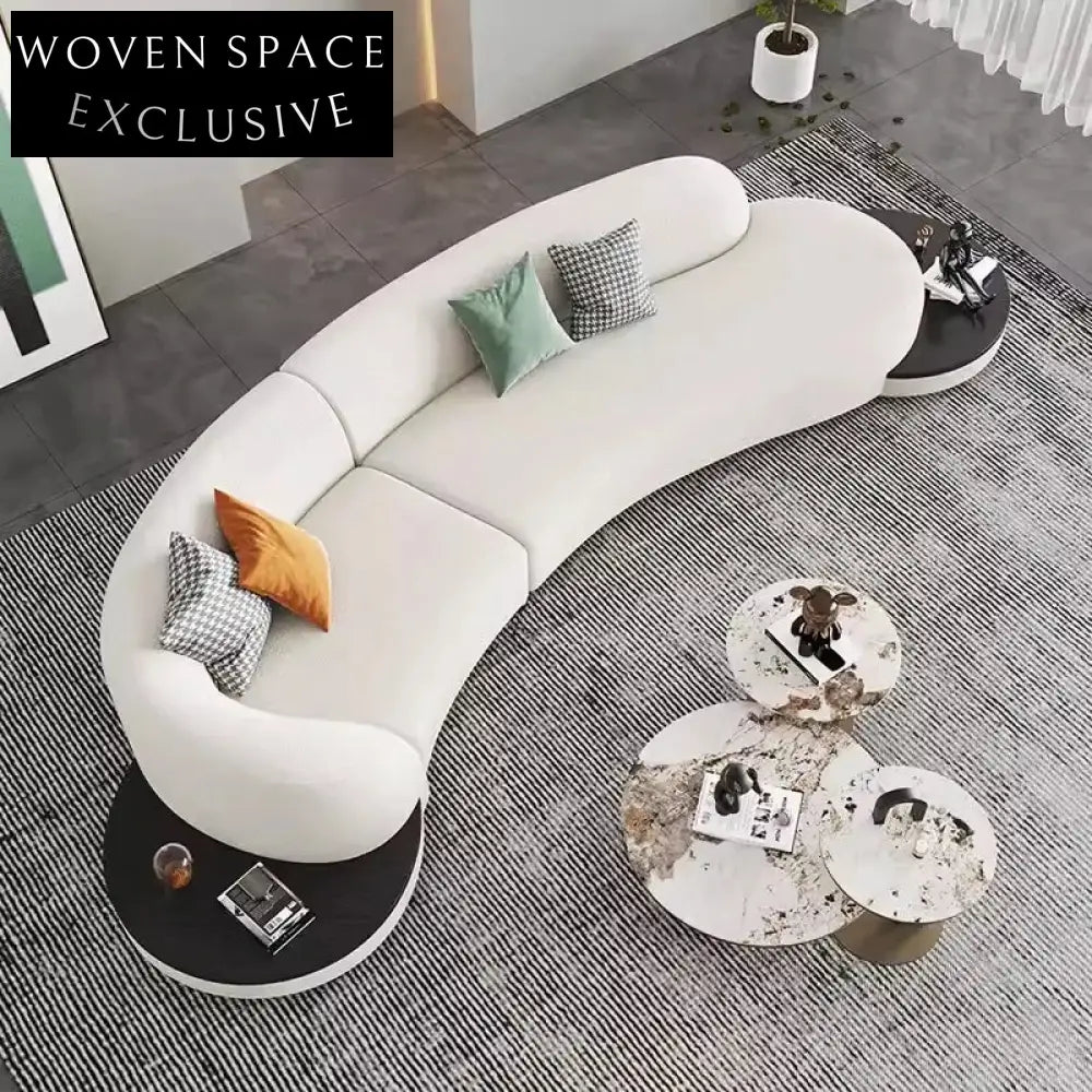 Luxurious Large Curved Boucle Fabric Sectional Living Room Sofa Set