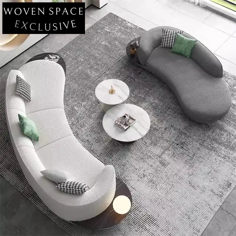 Luxurious Large Curved Boucle Fabric Sectional Living Room Sofa Set
