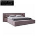 Luxurious Linen Fabric Modern Wood Platform Bed with Soft Padded Headboard