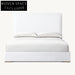 Luxurious Linen Fabric Soft Headboard Modern King Queen Size Platform Bed Frame